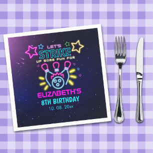 Fun Bowling Neon Birthday Girl Napkin