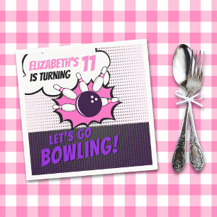 Fun Bowling-Style Birthday Girls Napkin