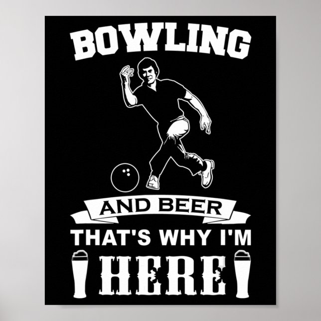 Fun Bowling Team  Dad Gift Bowling and Beer  Poster (Front)
