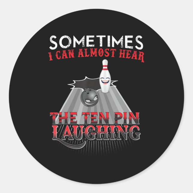 Fun Bowling Ten Pin Design  Classic Round Sticker (Front)