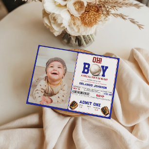Fun Boy Baseball Baby Shower Custom Sports Party Invitation