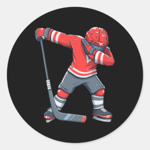 Fun Boy Kid Ice Hockey Dab Apparel Classic Round Sticker