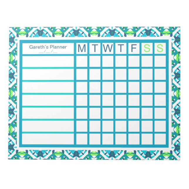 Fun Boy’s Men’s Weekly Christmas Organizer Planner Notepad (Front)
