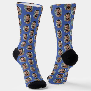 Fun Boyfriend Photo for Girlfriend Medium Blue Socks