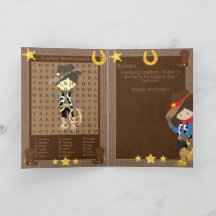 Fun Boys Cowboy Word Search Happy Birthday