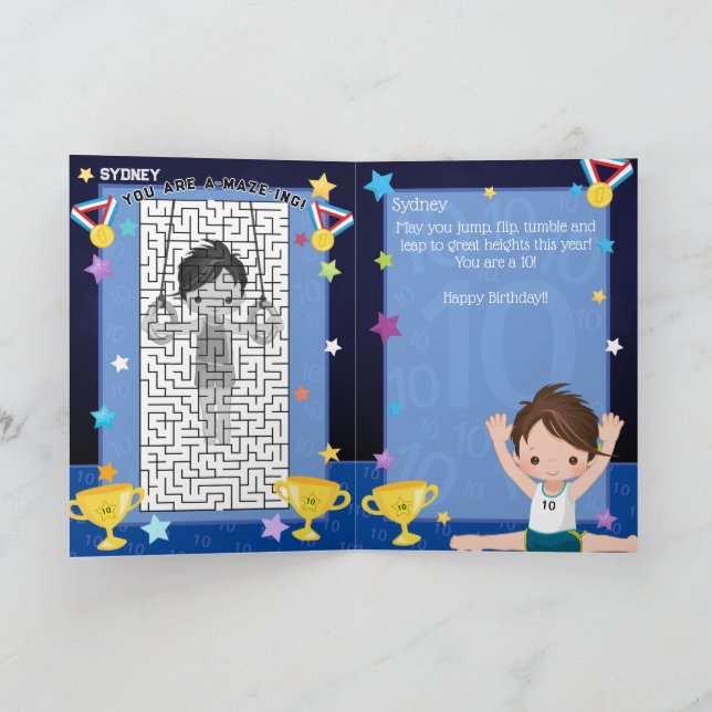 Fun Boys Gymnastics You Are A-Maze-ing Birthday Card (Inside)