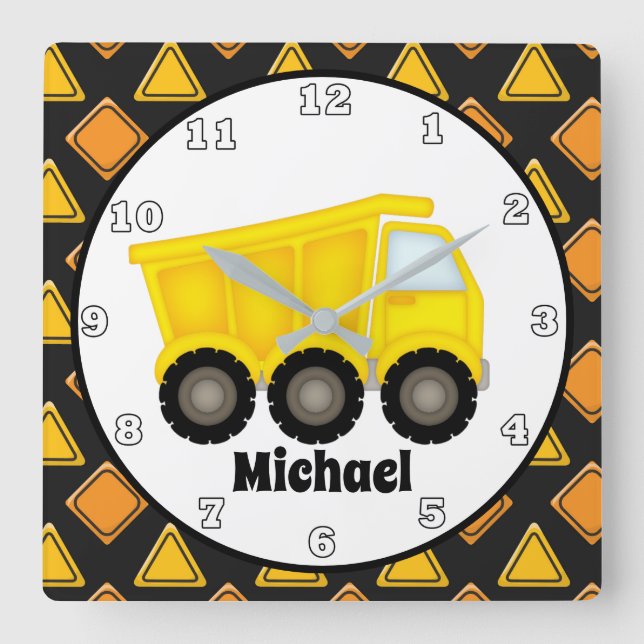Fun boys room construction dump truck clock (Front)