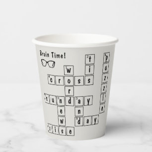 Fun "Brain Time!" Crossword Puzzle Eyeglass Frame Paper Cups
