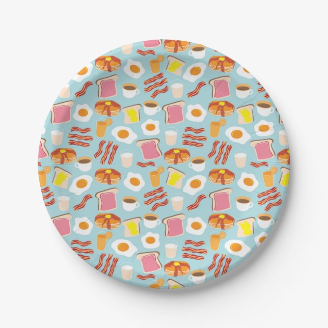 Fun Breakfast Brunch Party Pattern Paper Plate (Front)