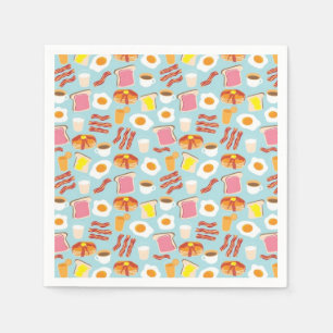 Fun Breakfast Food Illustrations Pattern Napkin