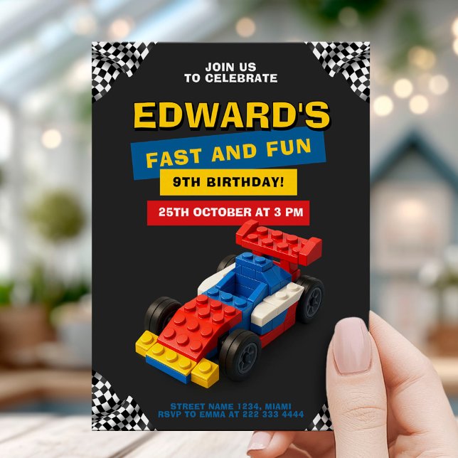 Fun Brick Racer Birthday Party Invitation (Creator Uploaded)