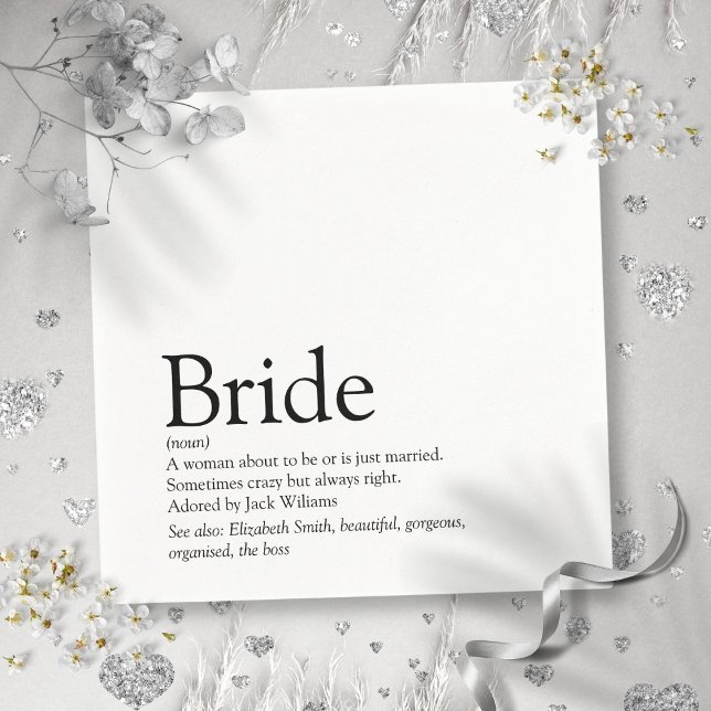 Fun Bride Definition, Bridal Shower Modern Napkin (Fun Bride Definition, Bridal Shower Modern Napkins)