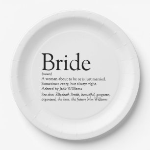 Fun Bride Definition Bridal Shower Modern Paper Plate