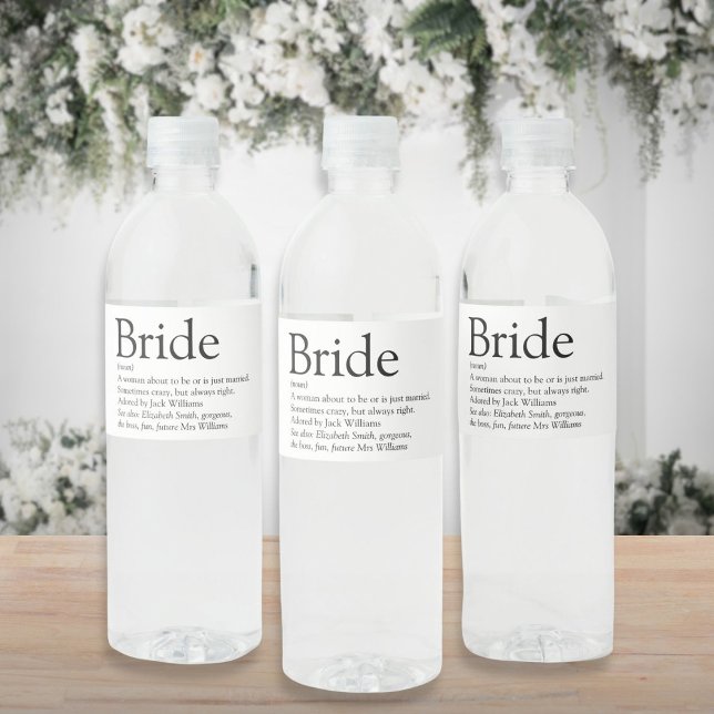 Fun Bride Definition Bridal Shower Wedding Water Bottle Label (Fun Bride Definition Bridal Shower Wedding Water Bottle Label)