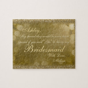 Fun Bridesmaid Gold Glitter Glam Jigsaw Puzzle