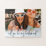 Fun bridesmaid proposal custom photo jigsaw puzzle<br><div class="desc">Can be customized with your own photo.
© Gorjo Designs. Made for you via the Zazzle platform.

// Note: photo used is a placeholder image only. You will need to replace with your own photo before ordering/printing. If you need help with this please contact me.</div>