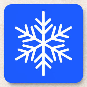 Fun Bright Alpine Blue White Nordic Snowflake Coaster