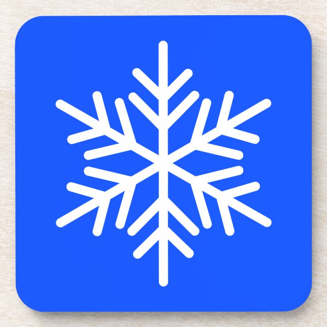 Fun Bright Alpine Blue White Nordic Snowflake Coaster (Front)