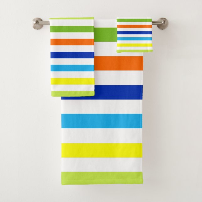 Fun Bright and Bold - Modern Stripes Bath Towel Set (Insitu)