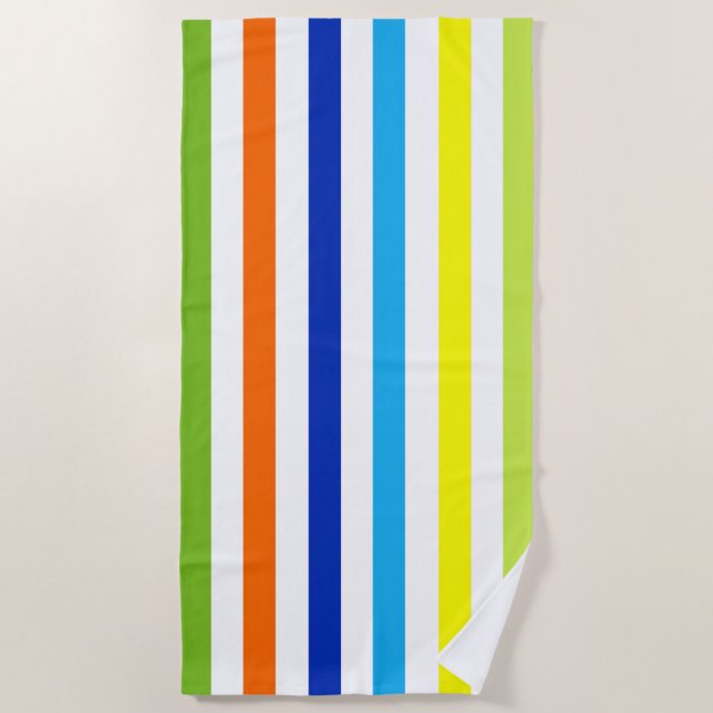 Fun Bright and Bold - Modern Stripes Beach Towel (Front)