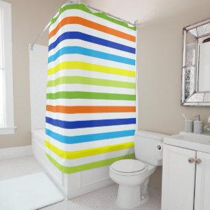 Fun Bright and Bold - Modern Stripes Shower Curtain