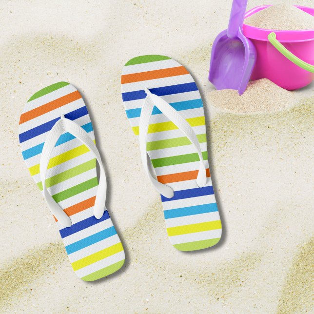 Fun Bright and Bold - Modern Stripes Thongs (Creator Uploaded)