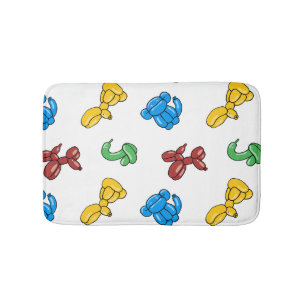 Fun, bright balloon animals design bath mat