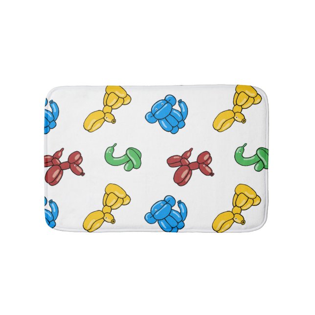 Fun, bright balloon animals design bath mat (Front)