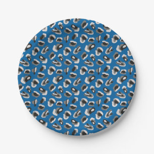 Fun Bright Blue Camo/Animal Print Pattern Paper Plate
