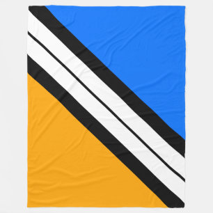 Fun Bright Blue Yellow Black White Racing Stripes Fleece Blanket