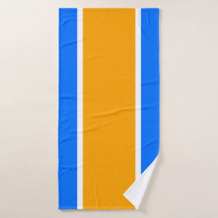 Fun Bright Blue Yellow Orange Wide Racing Stripes Bath Towel