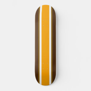 Fun Bright Bold Yellow White Brown Racing Stripes Skateboard