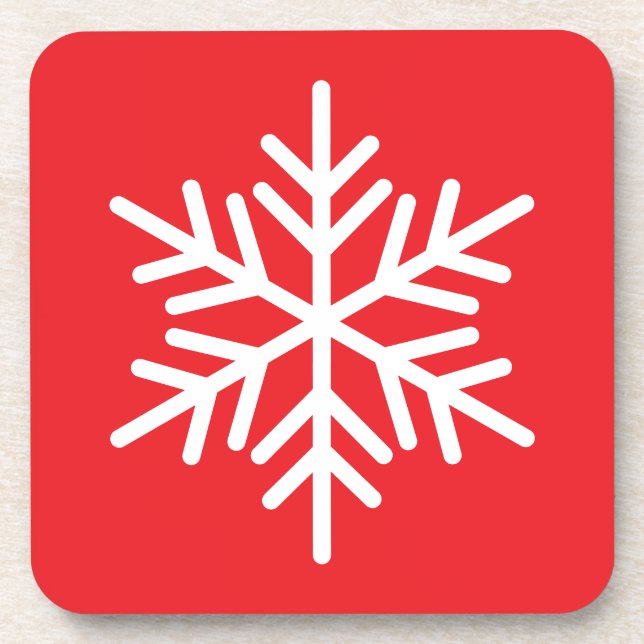 Fun Bright Christmas Red White Nordic Snowflake Coaster (Front)