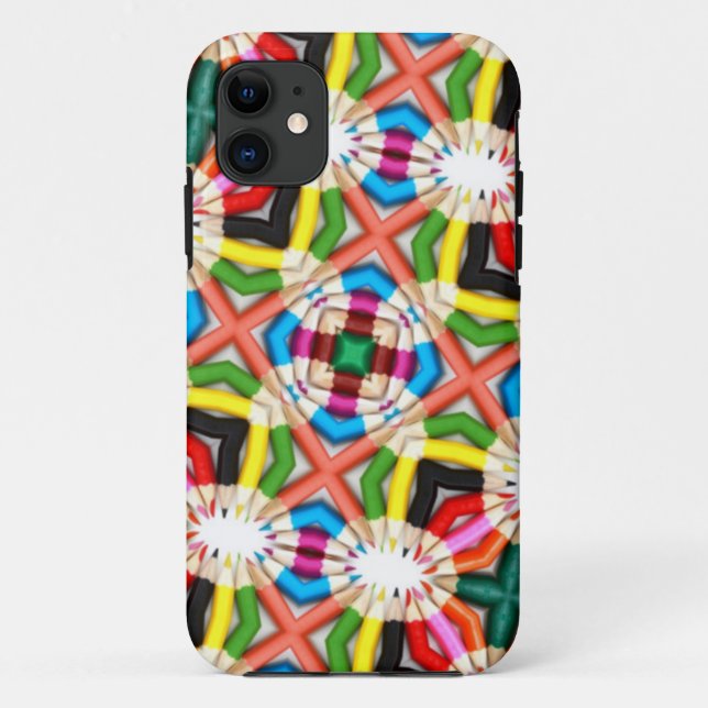 Fun Bright Coloured Pencil Kaleidoscope Pattern Case-Mate iPhone Case (Back)