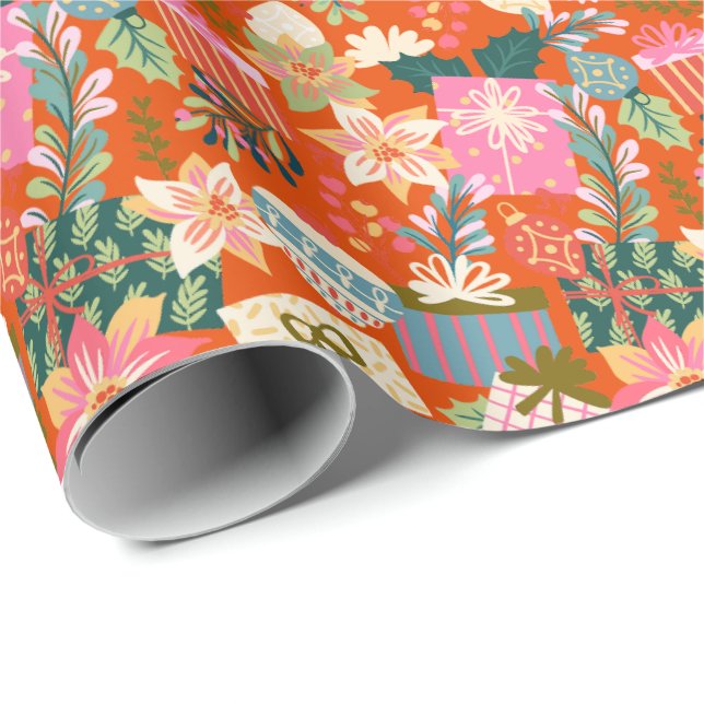 fun bright colourful christmas holiday wrapping paper (Roll Corner)