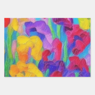 fun bright colourful watercolor floral pattern wrapping paper sheet