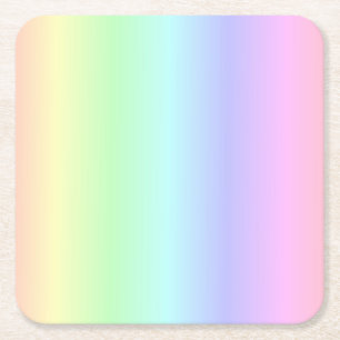 Fun Bright Cute Colourful Rainbow Pink Yellow Gree Square Paper Coaster