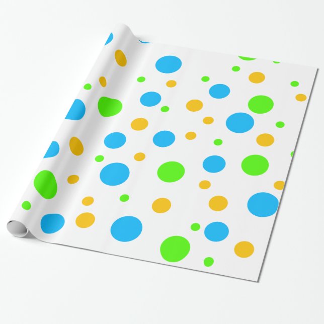 Fun Bright Dots Wrapping Paper (Unrolled)