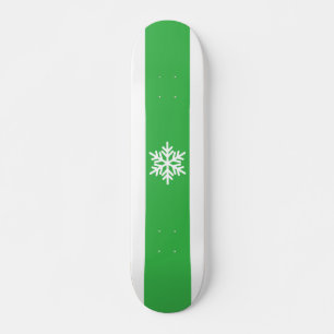Fun Bright Green White Alpine Stripes Snowflake Skateboard