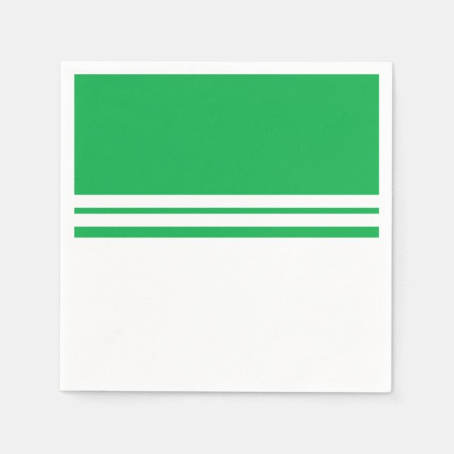 Fun Bright Green White Colour Block Racing Stripes Napkin (Front)
