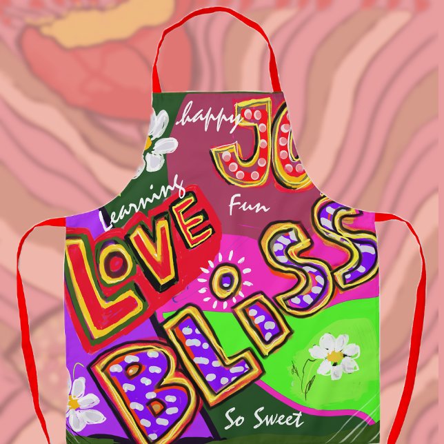 Fun, Bright, Happy Delight Typographs Apron (Creator Uploaded)