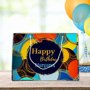 Fun Bright Multi Blue Circle Dotted Abstract Deco Large Gift Bag