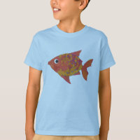 Fun Bright Orange Fish, Kids Black White T-shirt