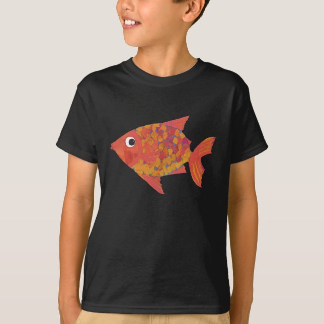 Fun Bright Orange Fish, Kids Long-sleeved T-shirt (Front)