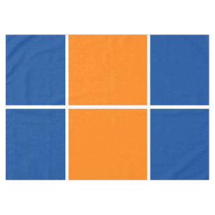 Fun Bright Orange Royal Blue Windowpane Stripes Tablecloth