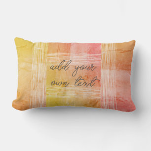 fun bright painted design add  text yellow &  pink lumbar cushion
