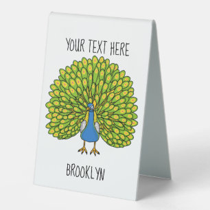 Fun bright peacock bird illustration
