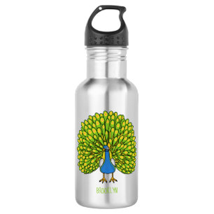 Fun bright peacock bird illustration 532 ml water bottle