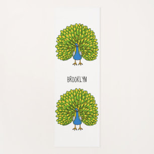 Fun bright peacock bird illustration yoga mat