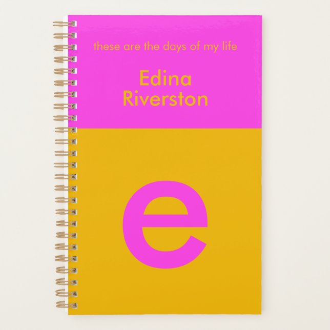 Fun Bright Personalised Planner Custom Monogram (Front)